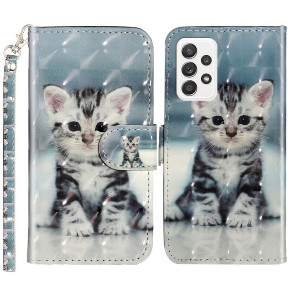 Folio-hoesje voor Samsung Galaxy A33 5G Met Ketting Thong Kitten