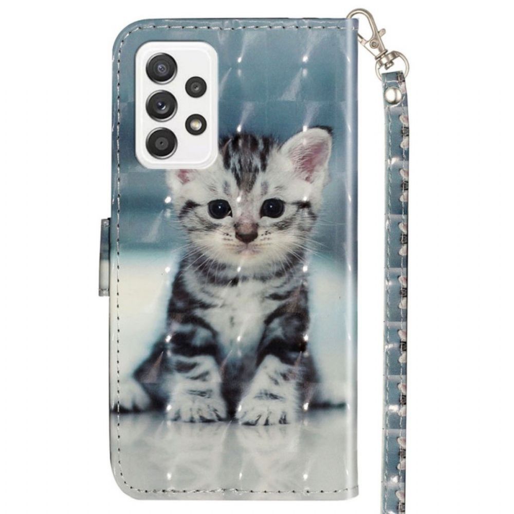 Folio-hoesje voor Samsung Galaxy A33 5G Met Ketting Thong Kitten