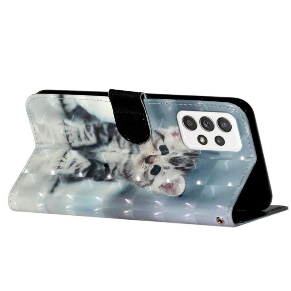 Folio-hoesje voor Samsung Galaxy A33 5G Met Ketting Thong Kitten