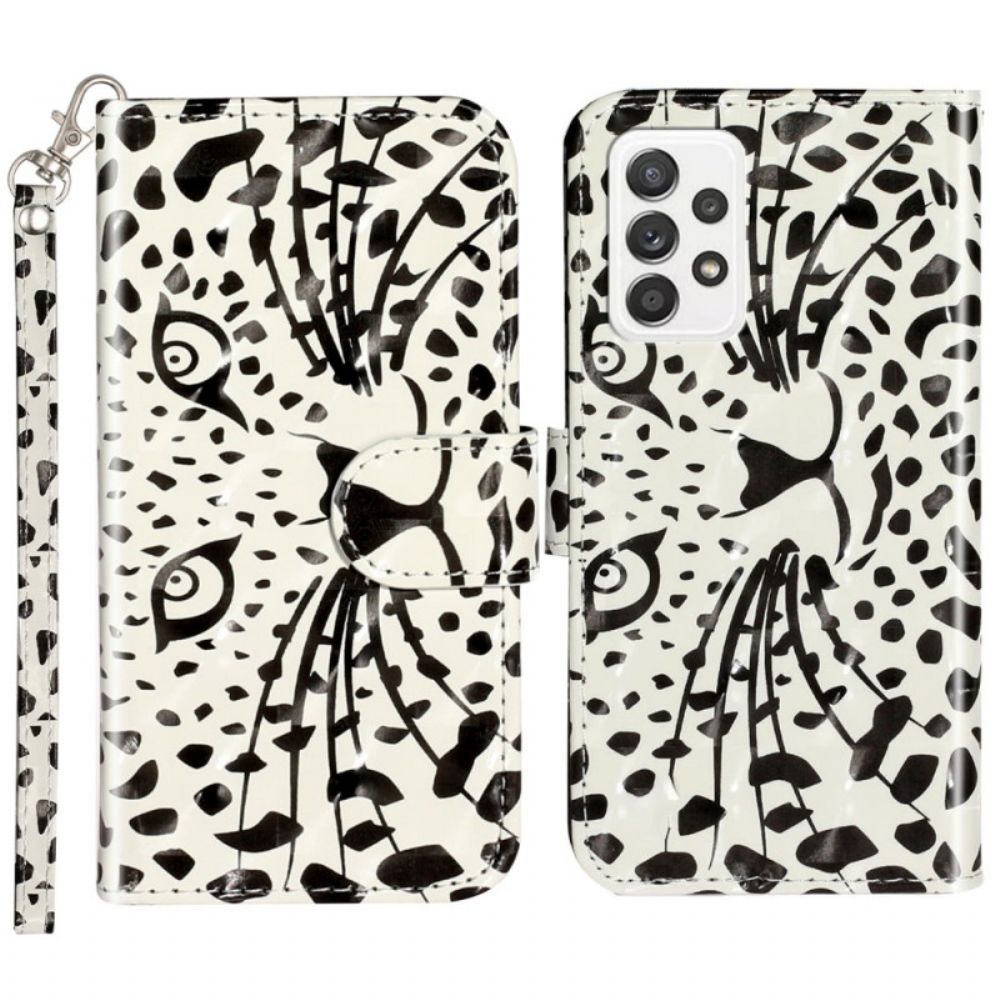 Leren Hoesje voor Samsung Galaxy A33 5G Met Ketting Tijger Vastgebonden