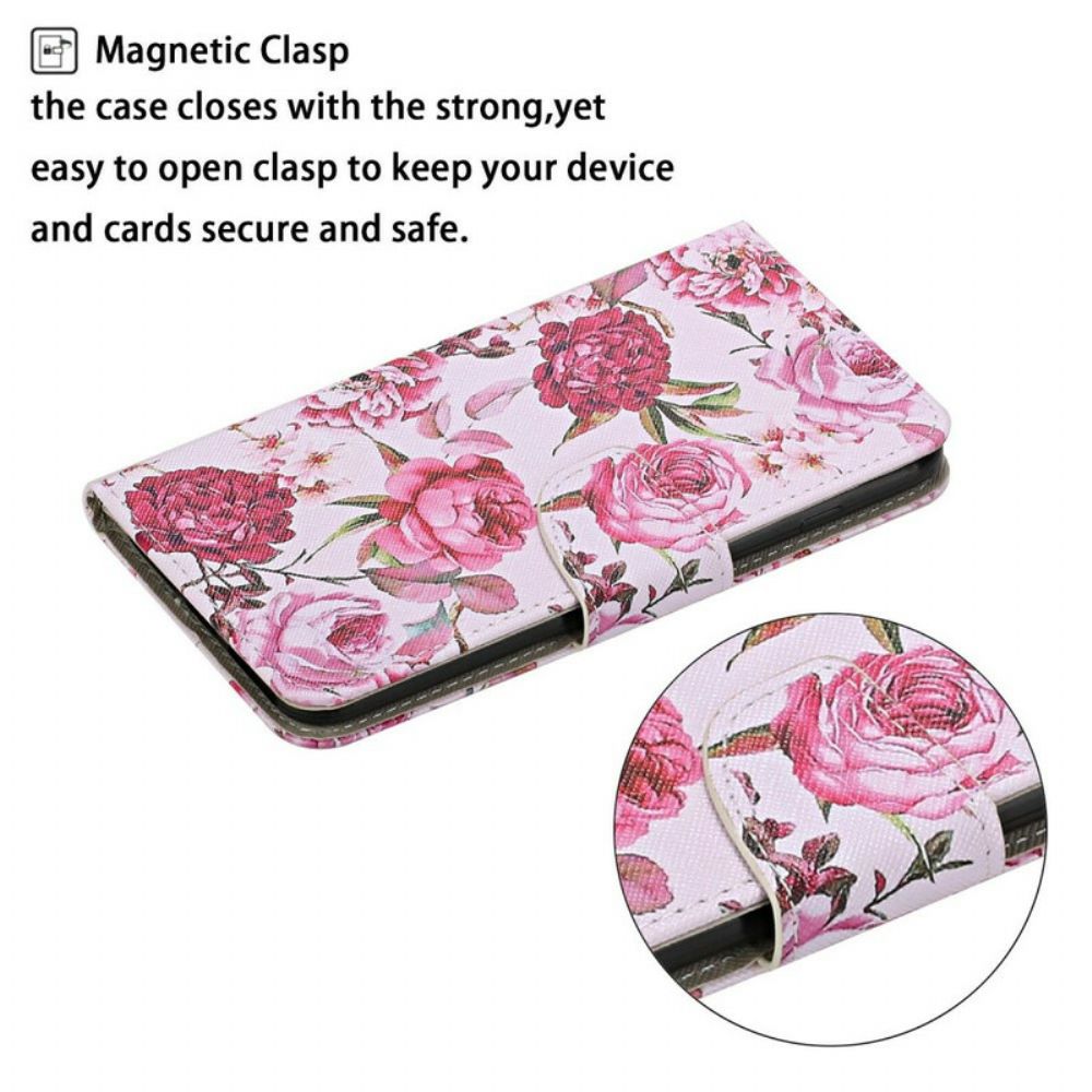 Folio-hoesje voor Samsung Galaxy S20 Ultra Meesterlijke Bloemen Met Riem