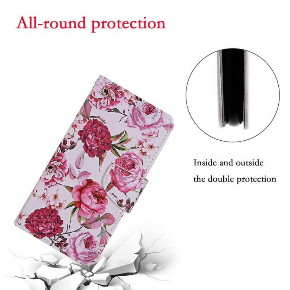Folio-hoesje voor Samsung Galaxy S20 Ultra Meesterlijke Bloemen Met Riem