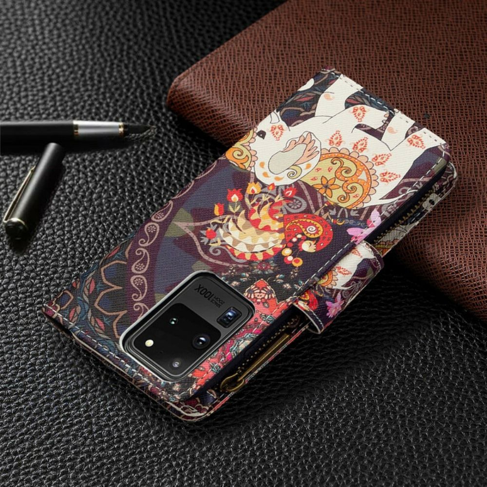 Folio-hoesje voor Samsung Galaxy S20 Ultra Olifantenzak Met Rits