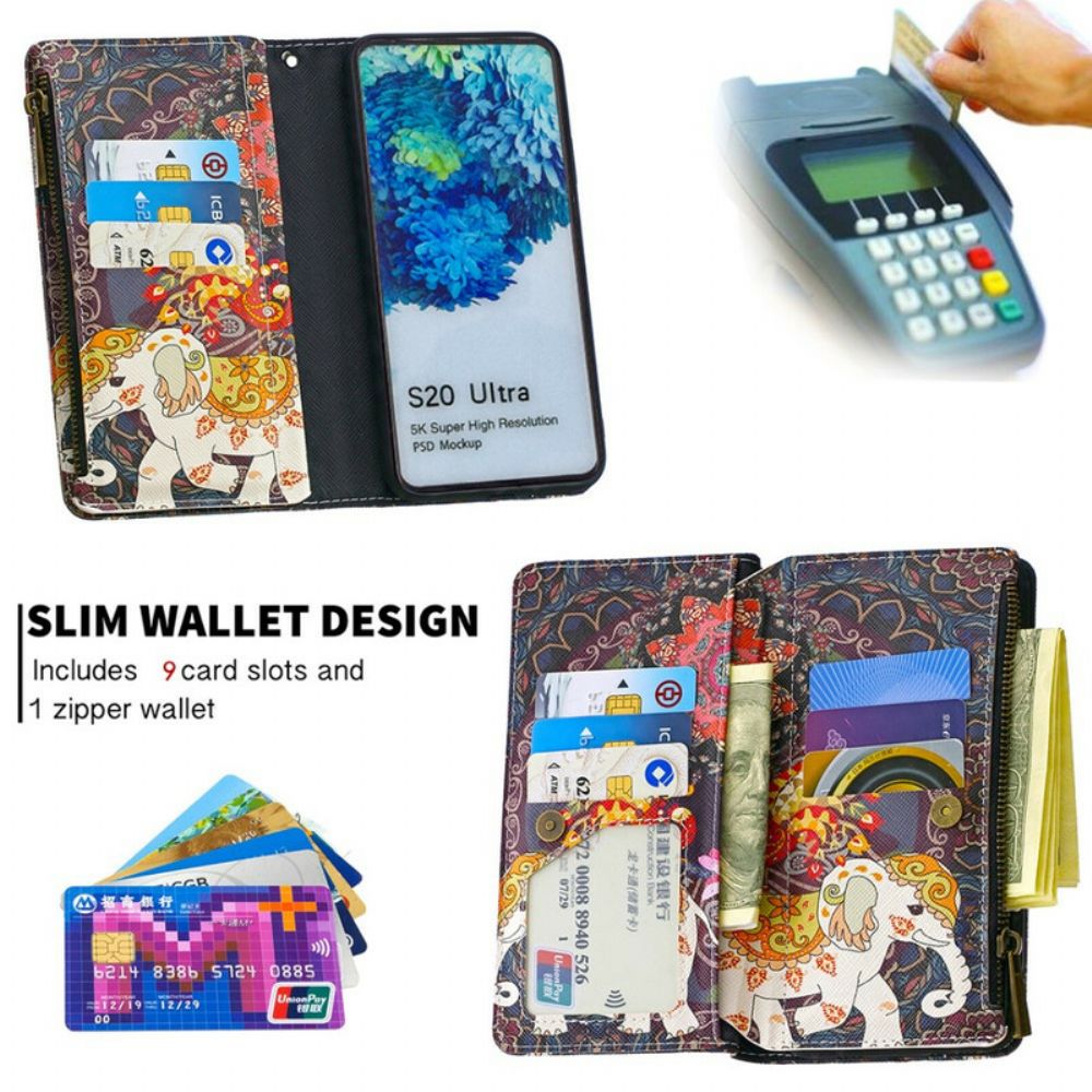 Folio-hoesje voor Samsung Galaxy S20 Ultra Olifantenzak Met Rits