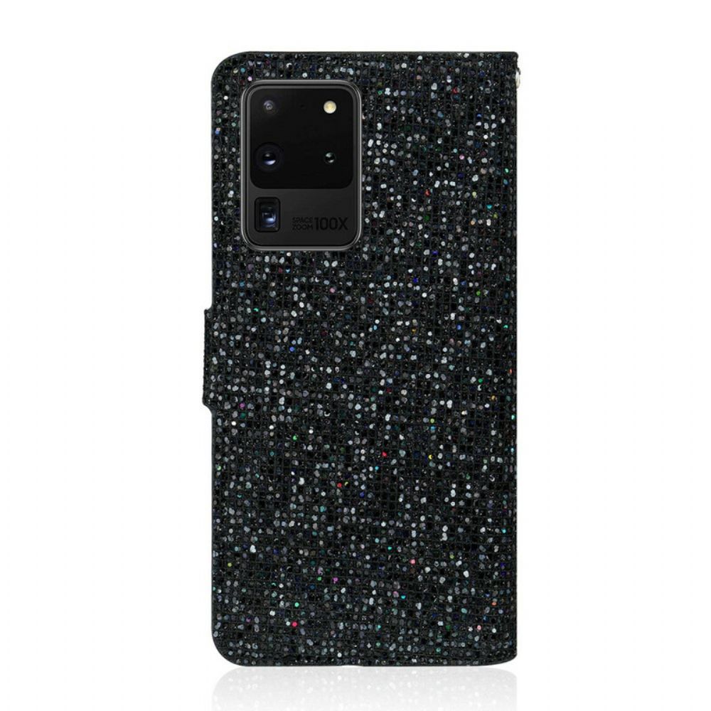 Folio-hoesje voor Samsung Galaxy S20 Ultra Pailletten S-ontwerp