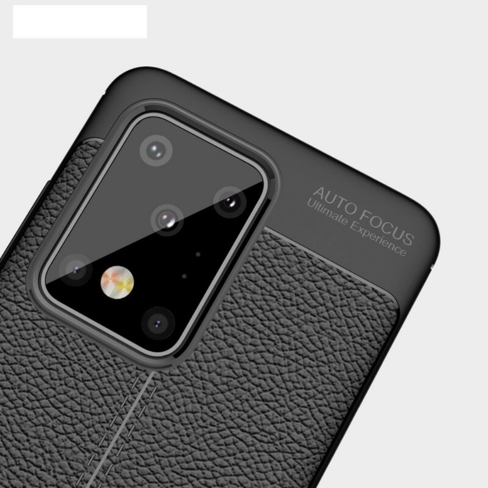 Hoesje voor Samsung Galaxy S20 Ultra Dubbele Lijn Litchi Leder Effect