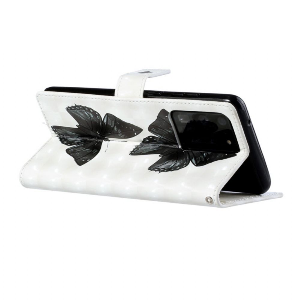 Leren Hoesje voor Samsung Galaxy S20 Ultra Met Ketting Verstelbare Riem Vlinders