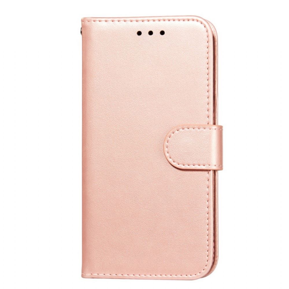 Folio-hoesje voor Samsung Galaxy S22 5G Met Ketting Effen Kleur Band