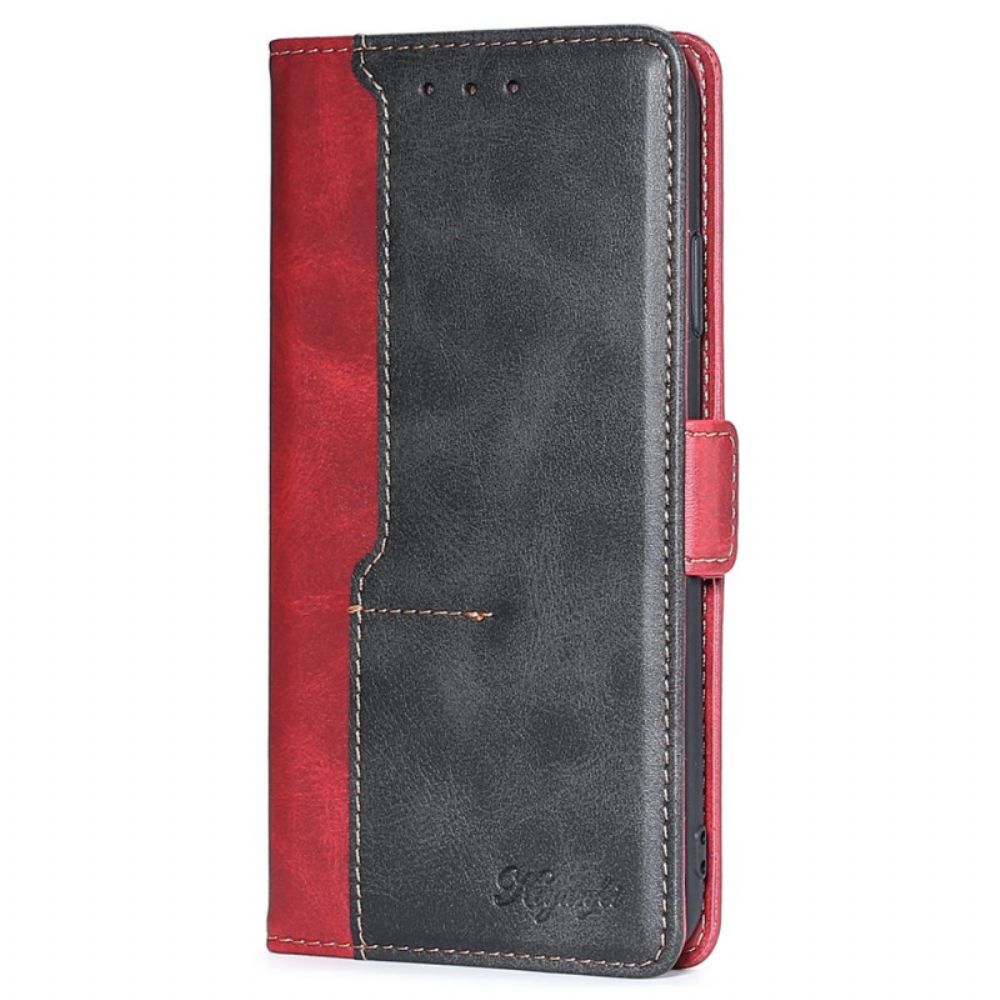Folio-hoesje voor Samsung Galaxy S22 5G Tweekleurig Kunstleer