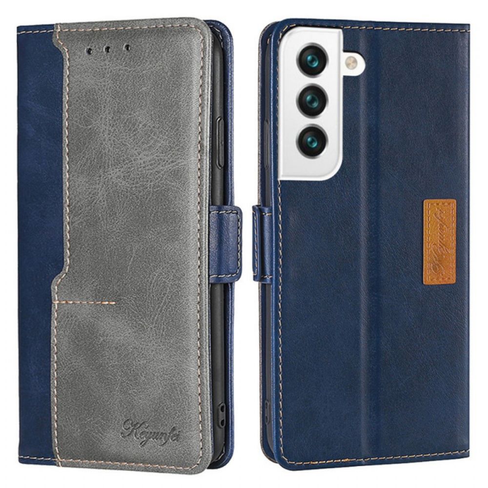 Folio-hoesje voor Samsung Galaxy S22 5G Tweekleurig Kunstleer