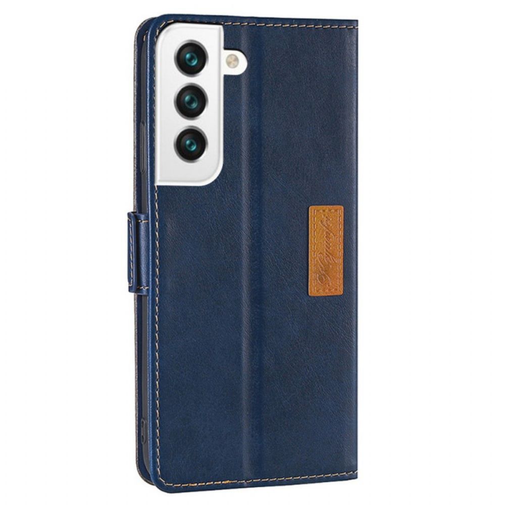 Folio-hoesje voor Samsung Galaxy S22 5G Tweekleurig Kunstleer