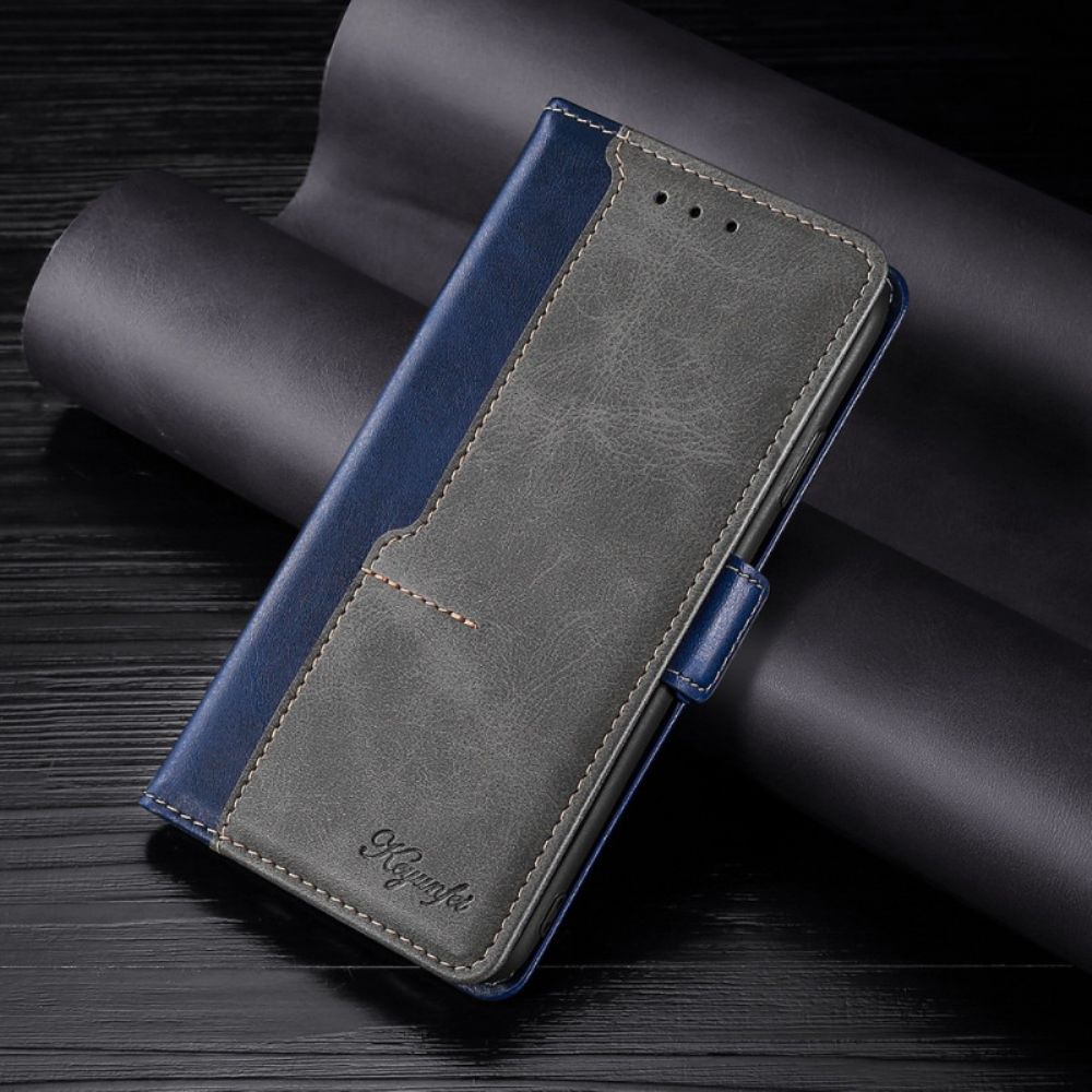 Folio-hoesje voor Samsung Galaxy S22 5G Tweekleurig Kunstleer