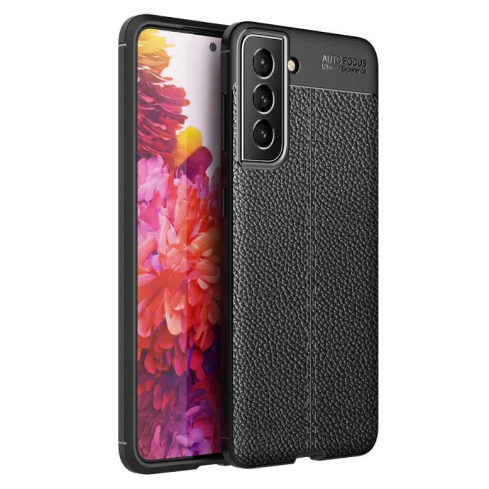 Hoesje voor Samsung Galaxy S22 5G Dubbele Lijn Litchi Leder Effect