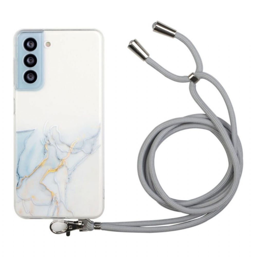 Hoesje voor Samsung Galaxy S22 5G Met Koord Met Marmeren Koord