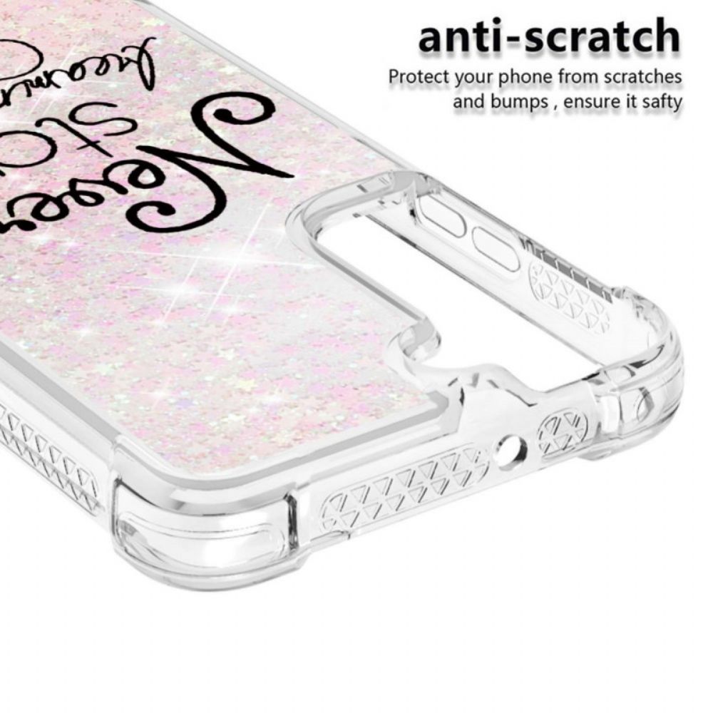 Hoesje voor Samsung Galaxy S22 5G Stop Nooit Met Dromen Van Pailletten