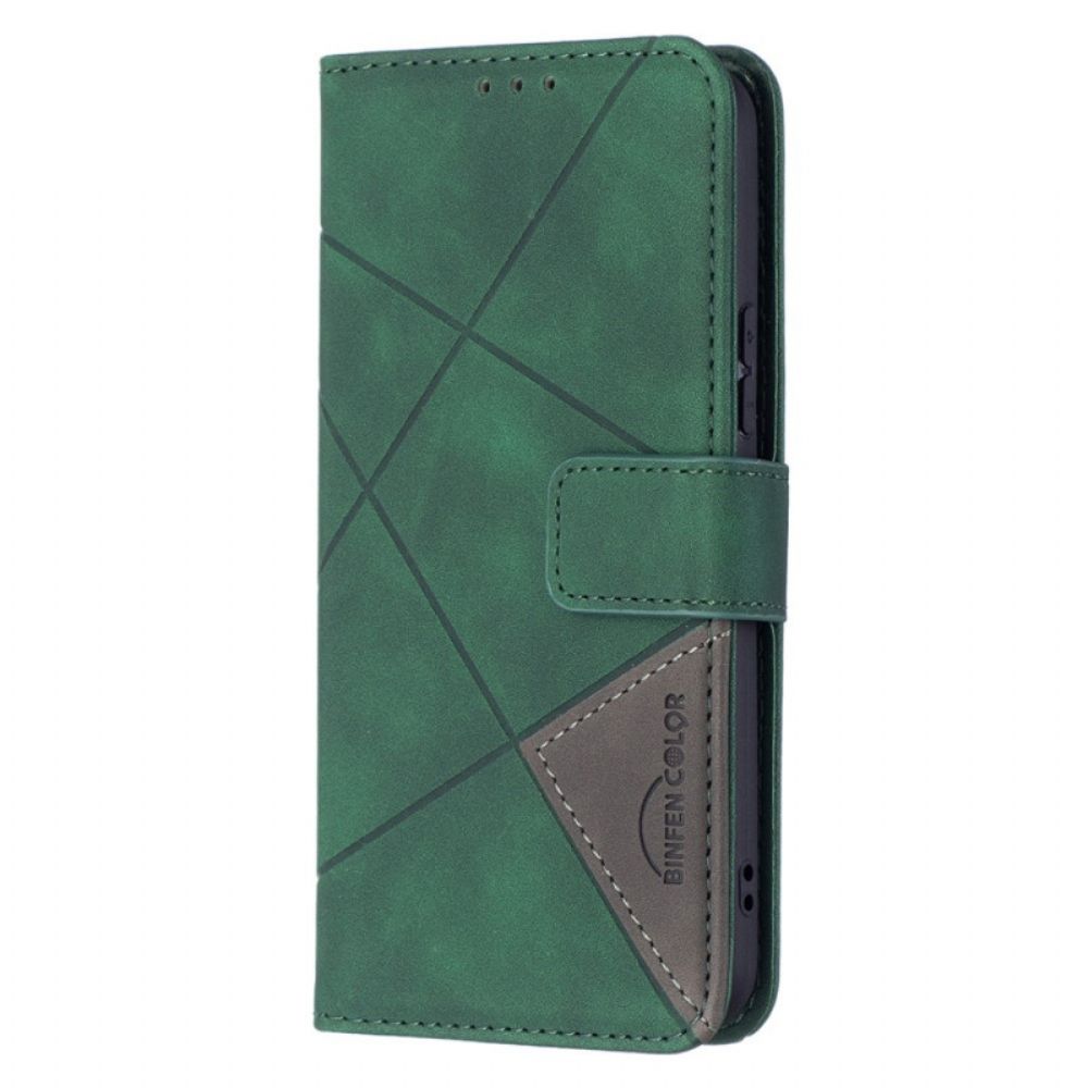 Leren Hoesje voor Samsung Galaxy S22 5G Binfen Kleurendriehoeken