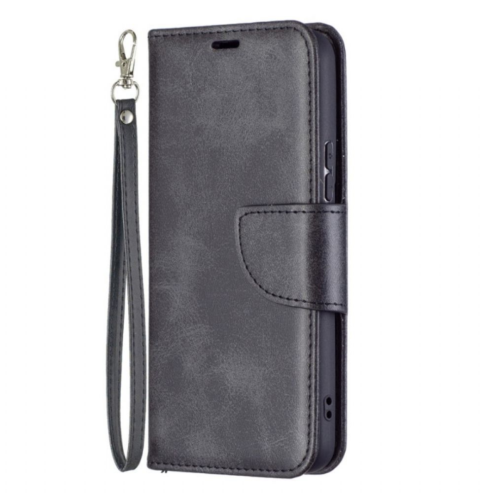 Leren Hoesje voor Samsung Galaxy S22 5G Folio-hoesje Gladde Schuine Klep