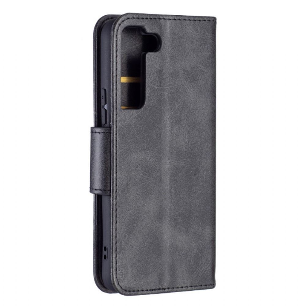 Leren Hoesje voor Samsung Galaxy S22 5G Folio-hoesje Gladde Schuine Klep