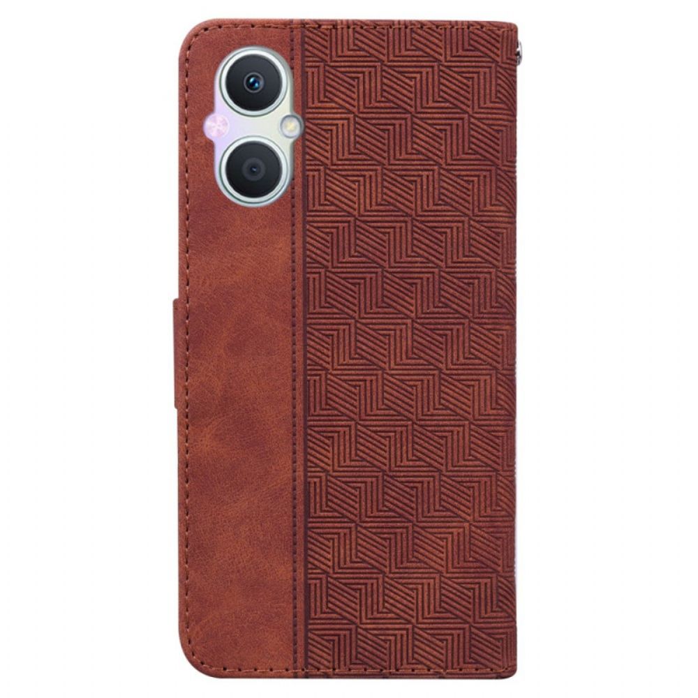 Folio-hoesje voor Oppo Reno 8 Lite Met Ketting Stringpatroon