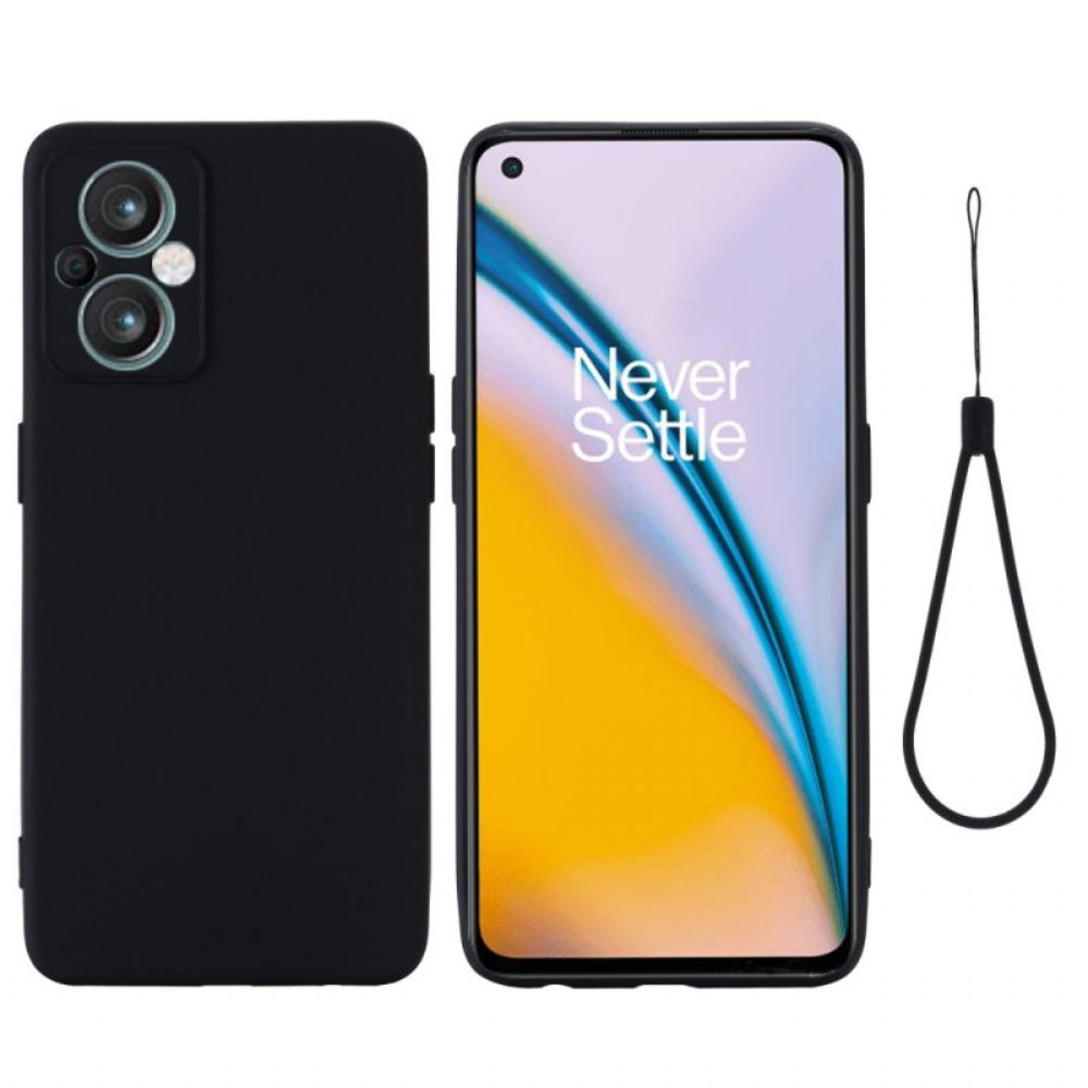 Hoesje voor Oppo Reno 8 Lite Met Ketting Vloeibare Siliconen Band