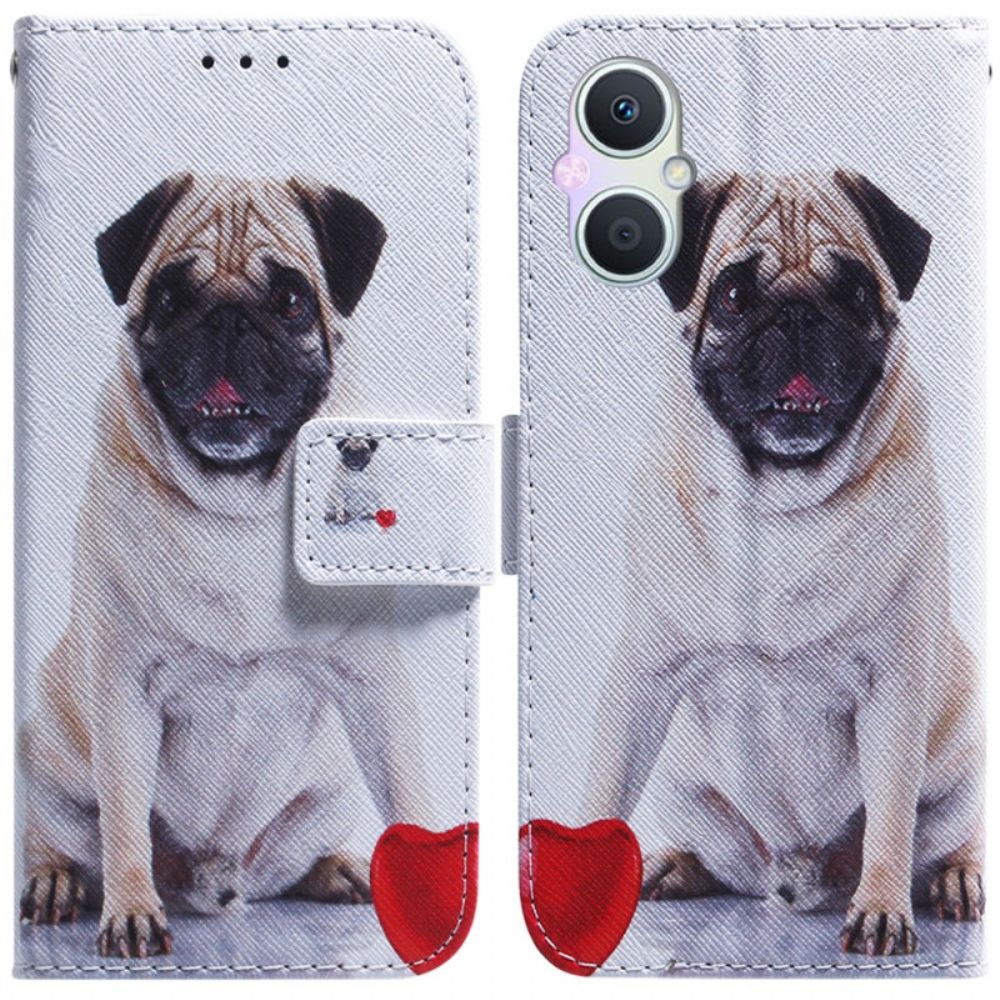 Leren Hoesje voor Oppo Reno 8 Lite Mopshond