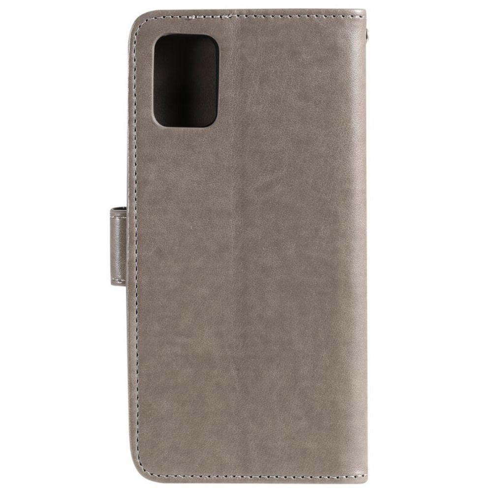 Flip Case voor Samsung Galaxy A71 Met Ketting Amoureuze Uilen Met Bandjes