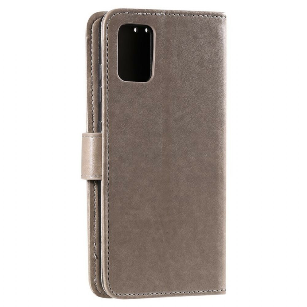 Flip Case voor Samsung Galaxy A71 Met Ketting Amoureuze Uilen Met Bandjes