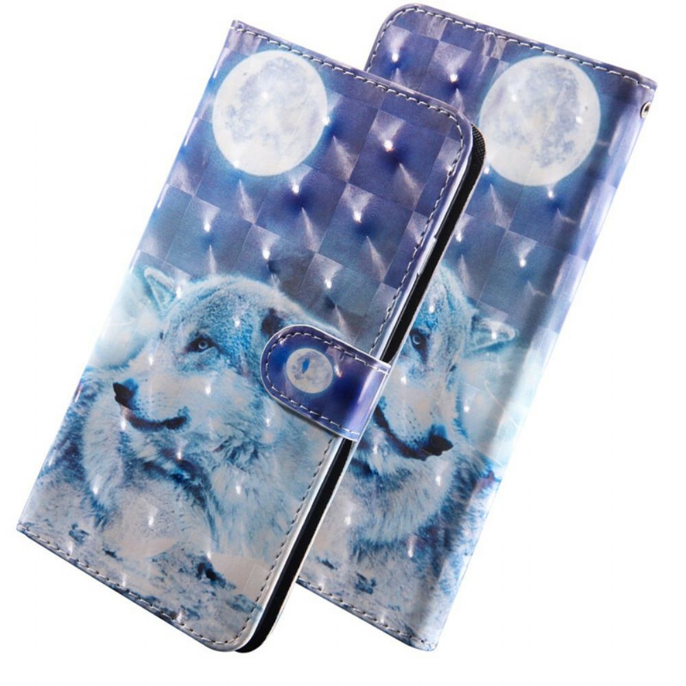 Folio-hoesje voor Samsung Galaxy A71 Maanlicht Wolf