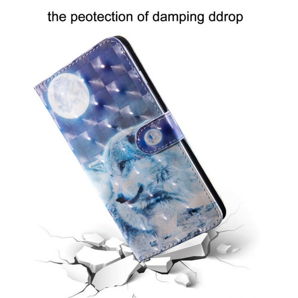 Folio-hoesje voor Samsung Galaxy A71 Maanlicht Wolf