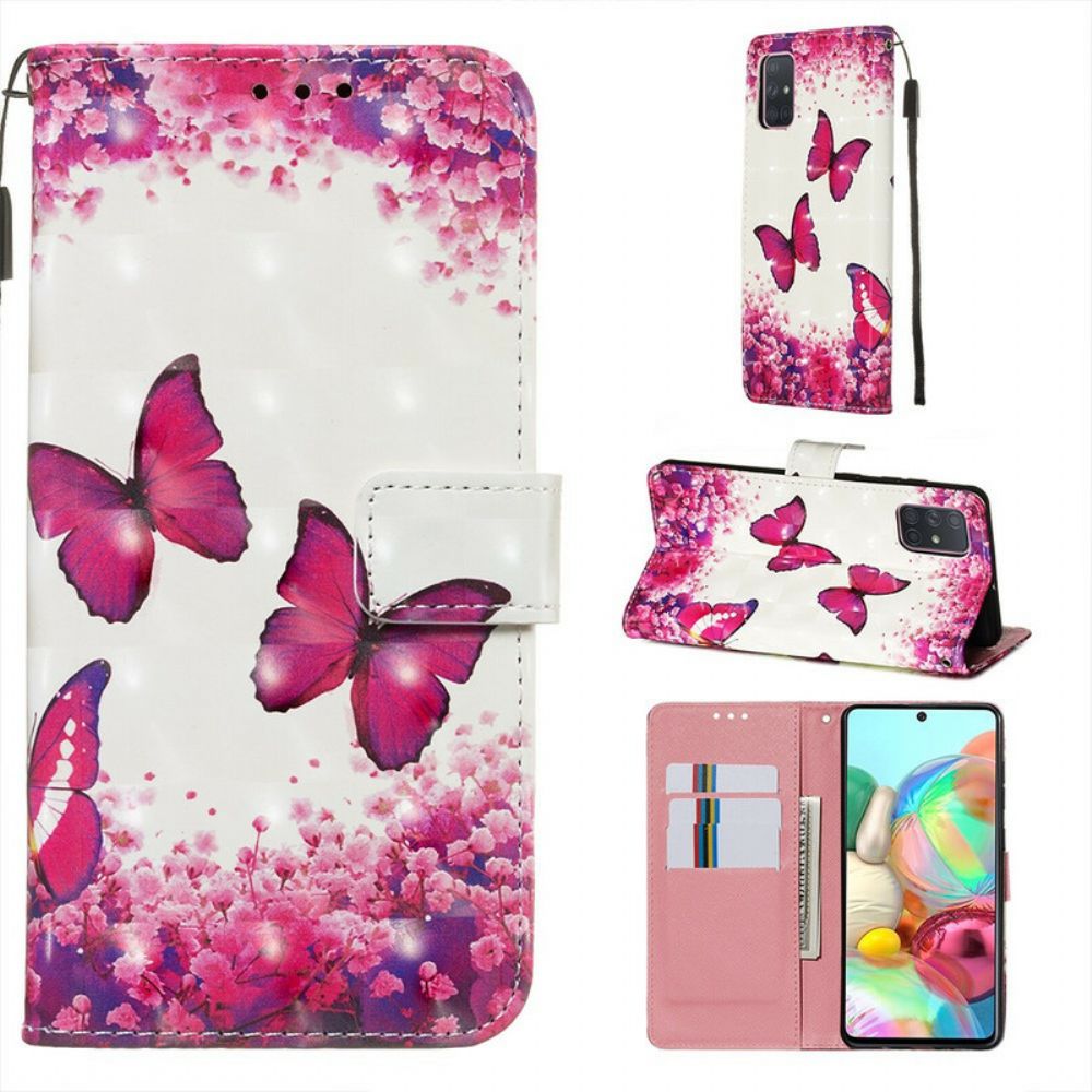 Folio-hoesje voor Samsung Galaxy A71 Rode Vlinders