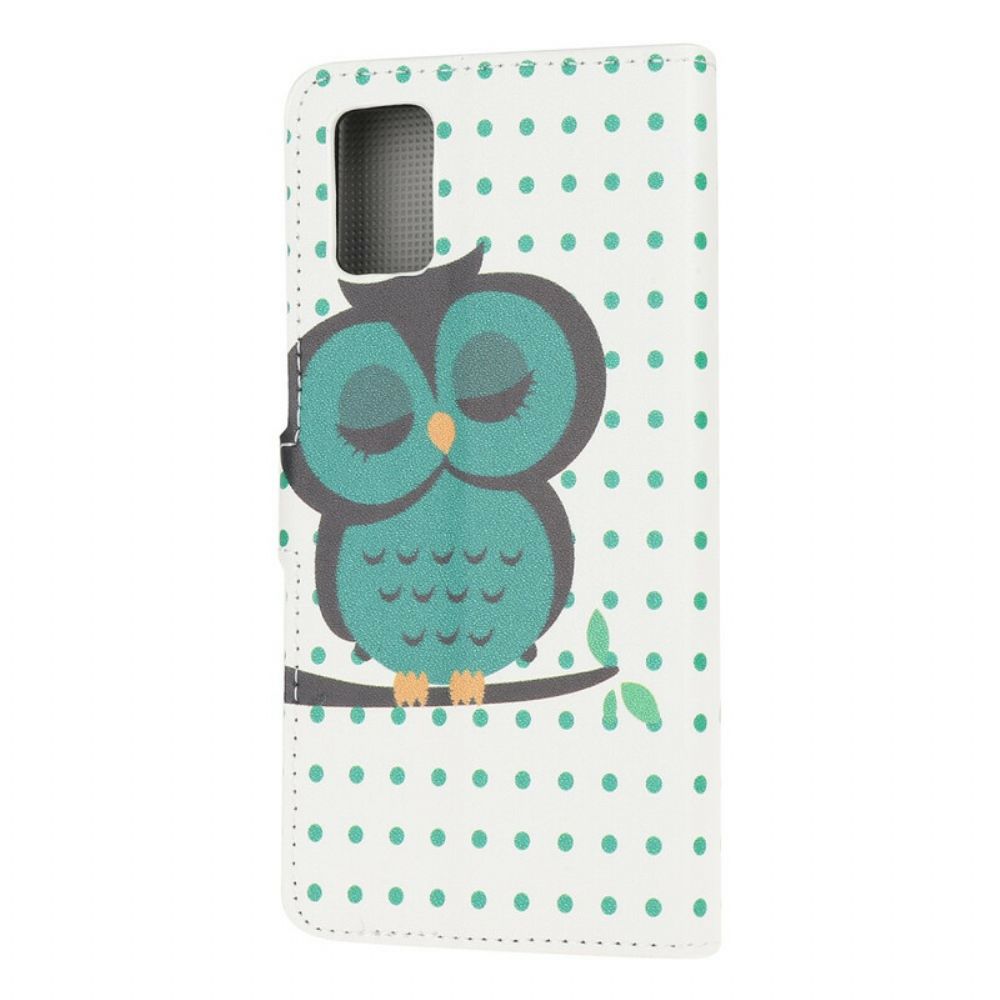 Folio-hoesje voor Samsung Galaxy A71 Slapende Uil
