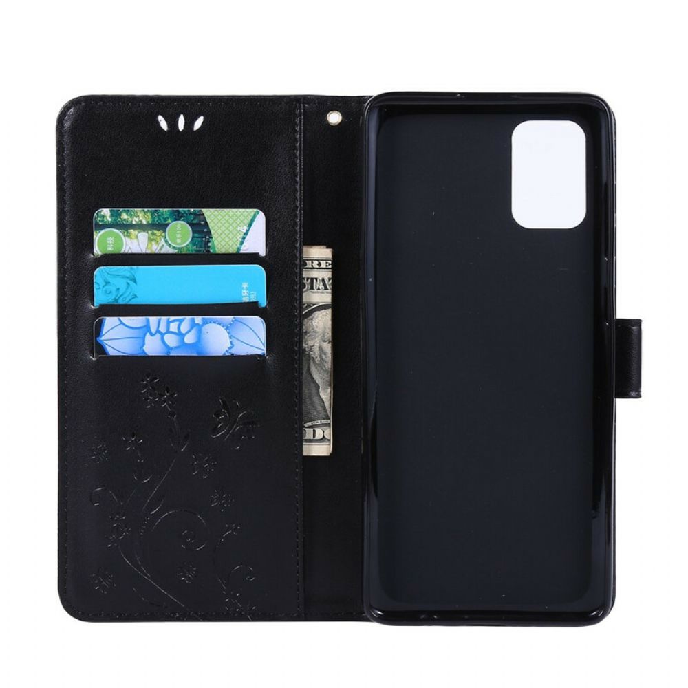 Leren Hoesje voor Samsung Galaxy A71 Met Ketting Discretieband Vlinders