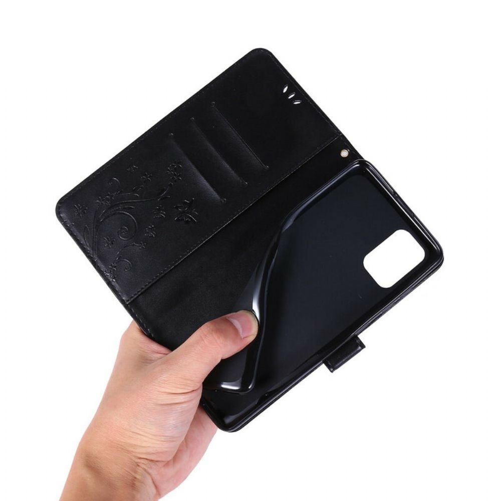 Leren Hoesje voor Samsung Galaxy A71 Met Ketting Discretieband Vlinders