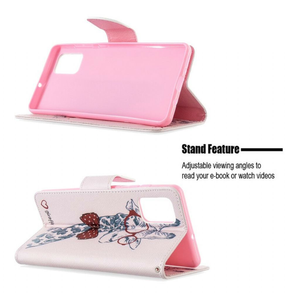 Leren Hoesje voor Samsung Galaxy A71 Nerdy Giraf