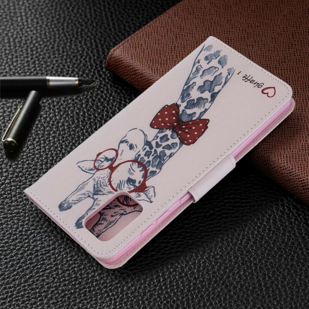 Leren Hoesje voor Samsung Galaxy A71 Nerdy Giraf