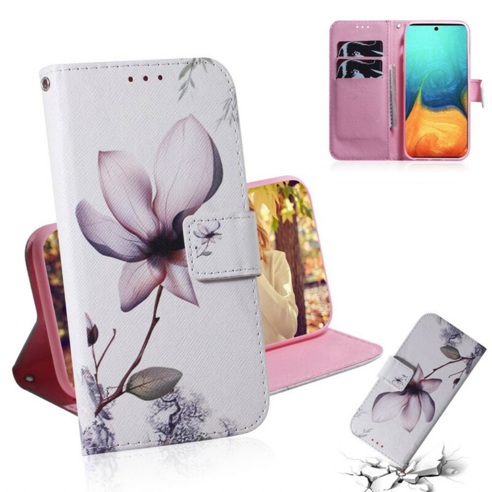 Leren Hoesje voor Samsung Galaxy A71 Oude Roze Bloem