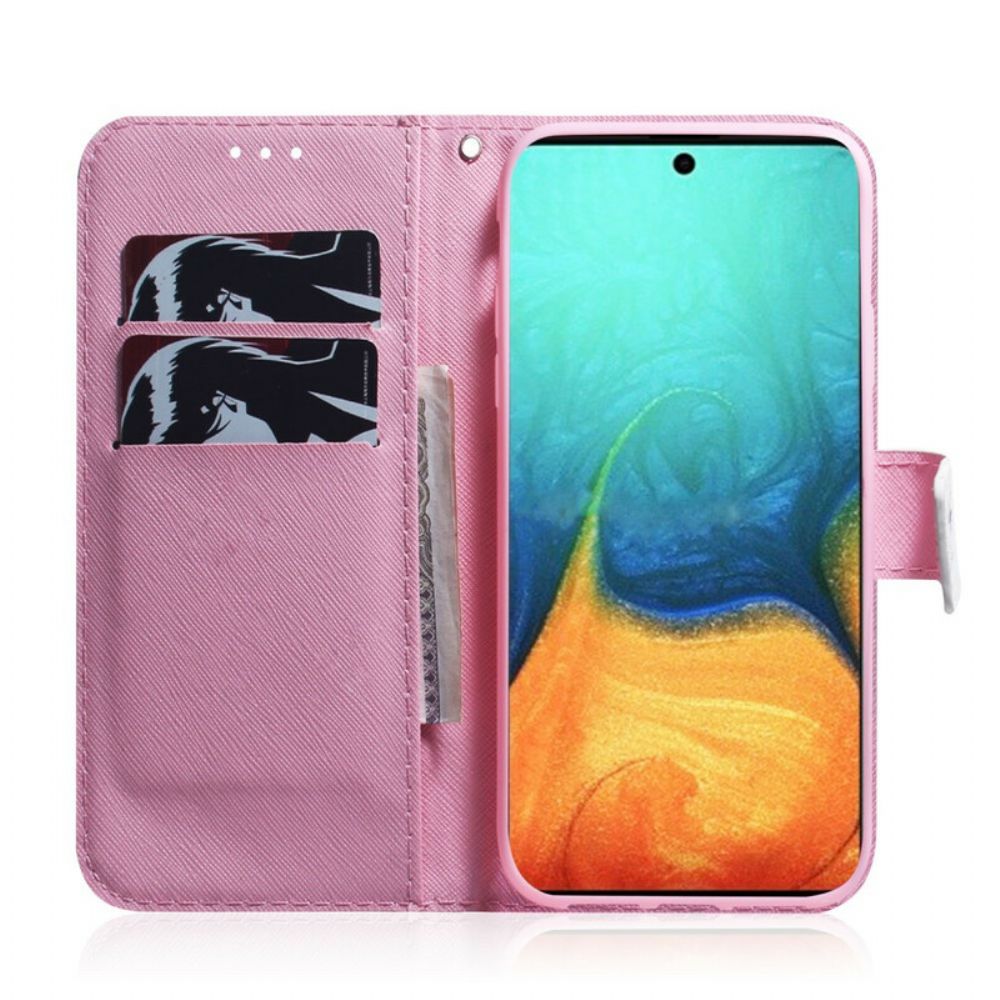 Leren Hoesje voor Samsung Galaxy A71 Oude Roze Bloem