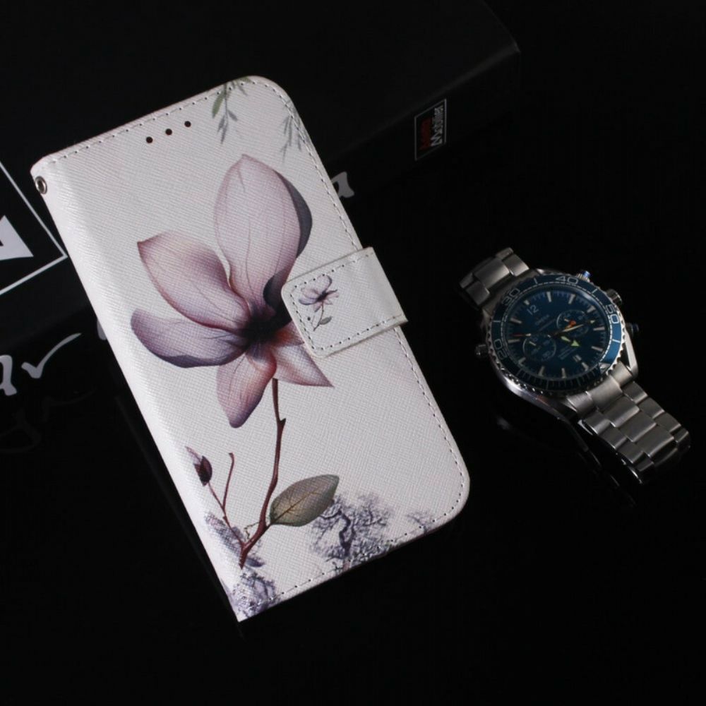 Leren Hoesje voor Samsung Galaxy A71 Oude Roze Bloem