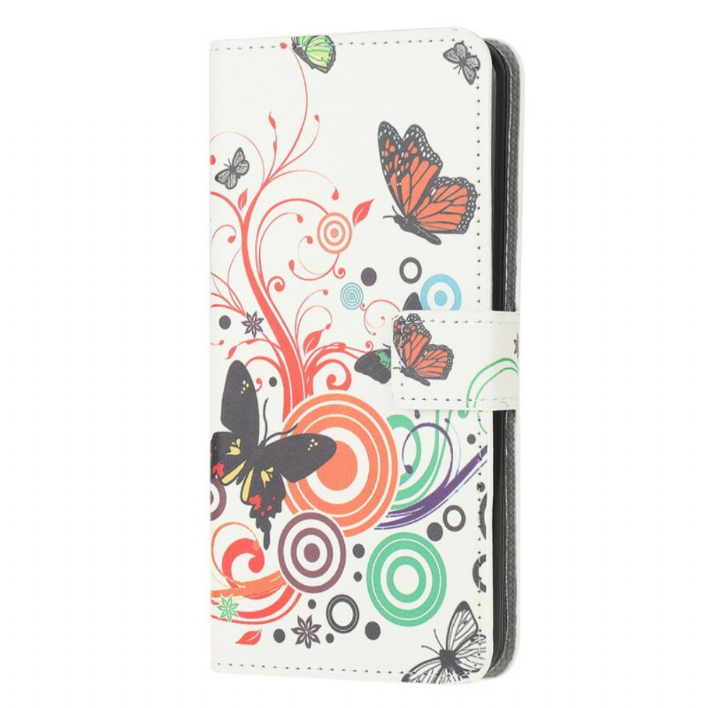 Leren Hoesje voor Samsung Galaxy A71 Vlinders En Bloemen