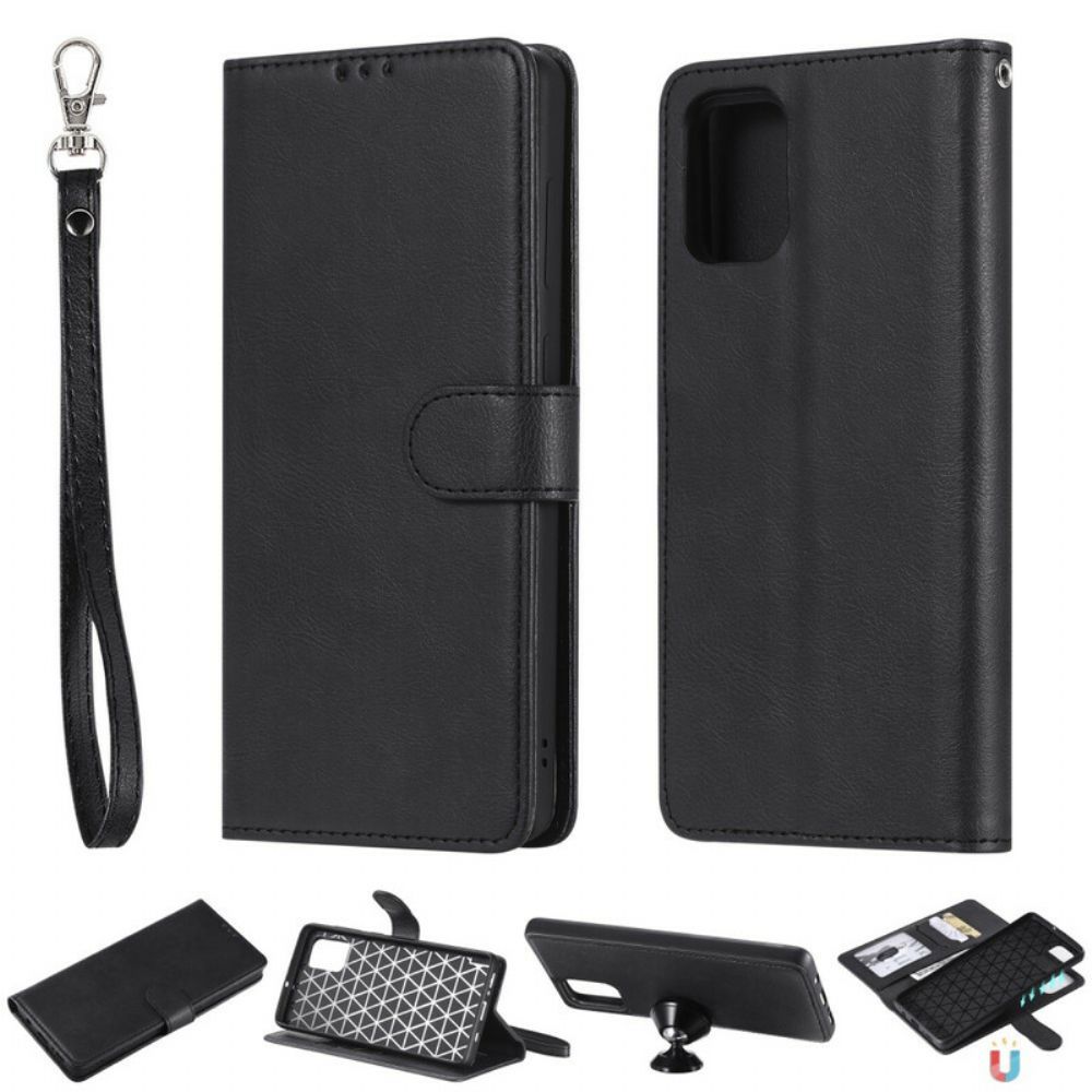 Telefoonhoesje Leren Hoesje voor Samsung Galaxy A71 Afneembaar En Lanyard