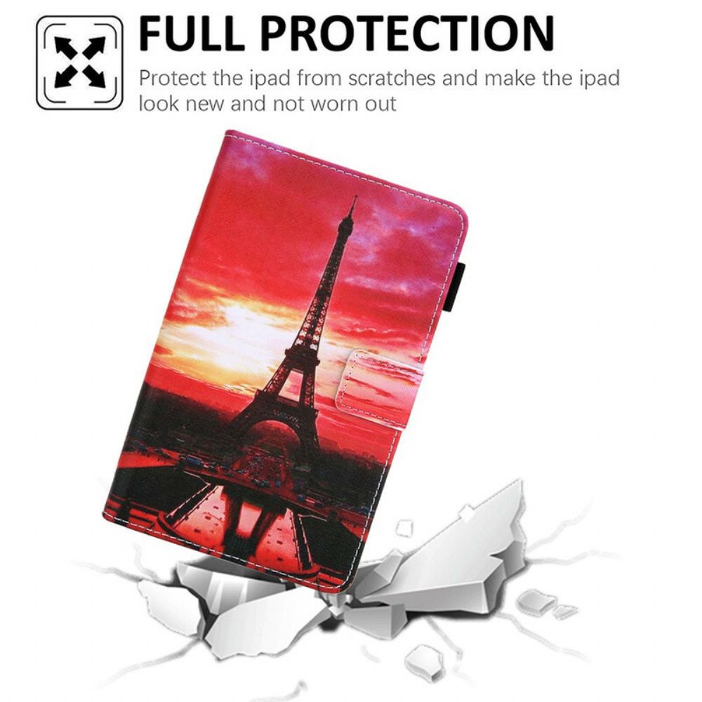 Folio-hoesje voor Samsung Galaxy Tab A7 Lite Zonsondergang Eiffeltoren