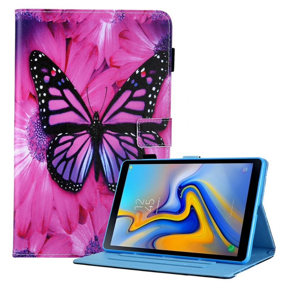 Leren Hoesje voor Samsung Galaxy Tab A7 Lite Vlinder Bloemen