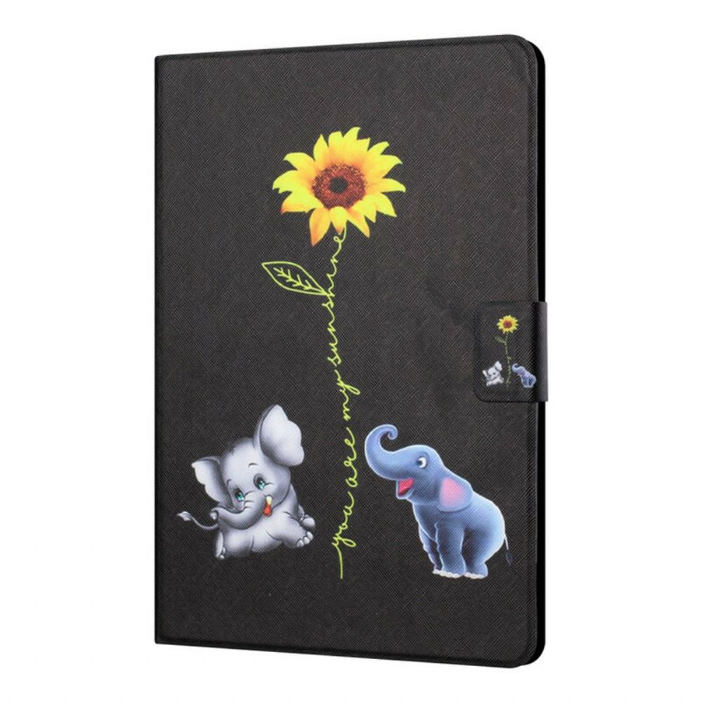 Leren Hoesje voor Samsung Galaxy Tab A7 Lite Zonnebloemolifanten