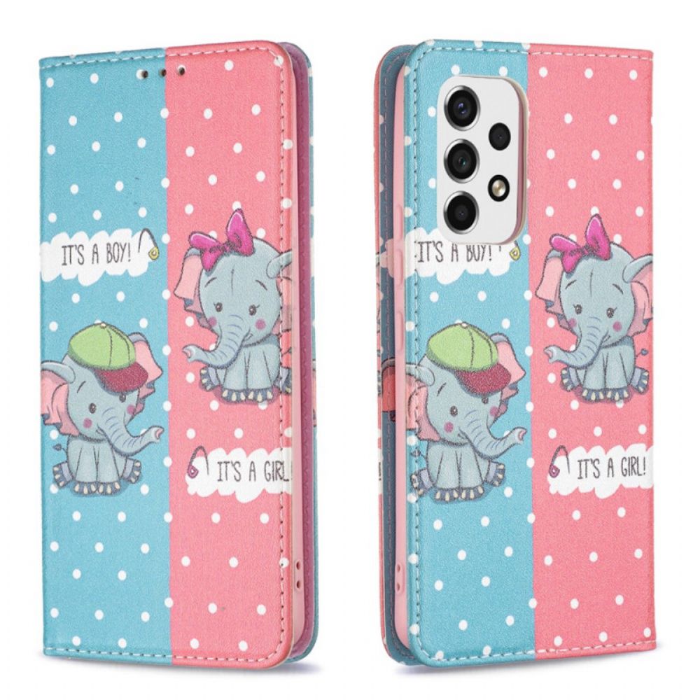Bescherming Hoesje voor Samsung Galaxy A53 5G Folio-hoesje Babyolifanten
