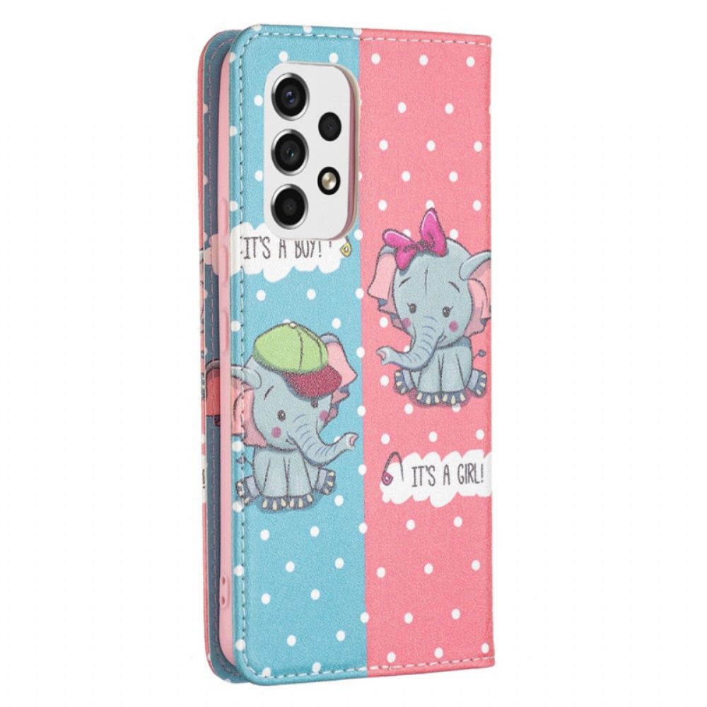 Bescherming Hoesje voor Samsung Galaxy A53 5G Folio-hoesje Babyolifanten
