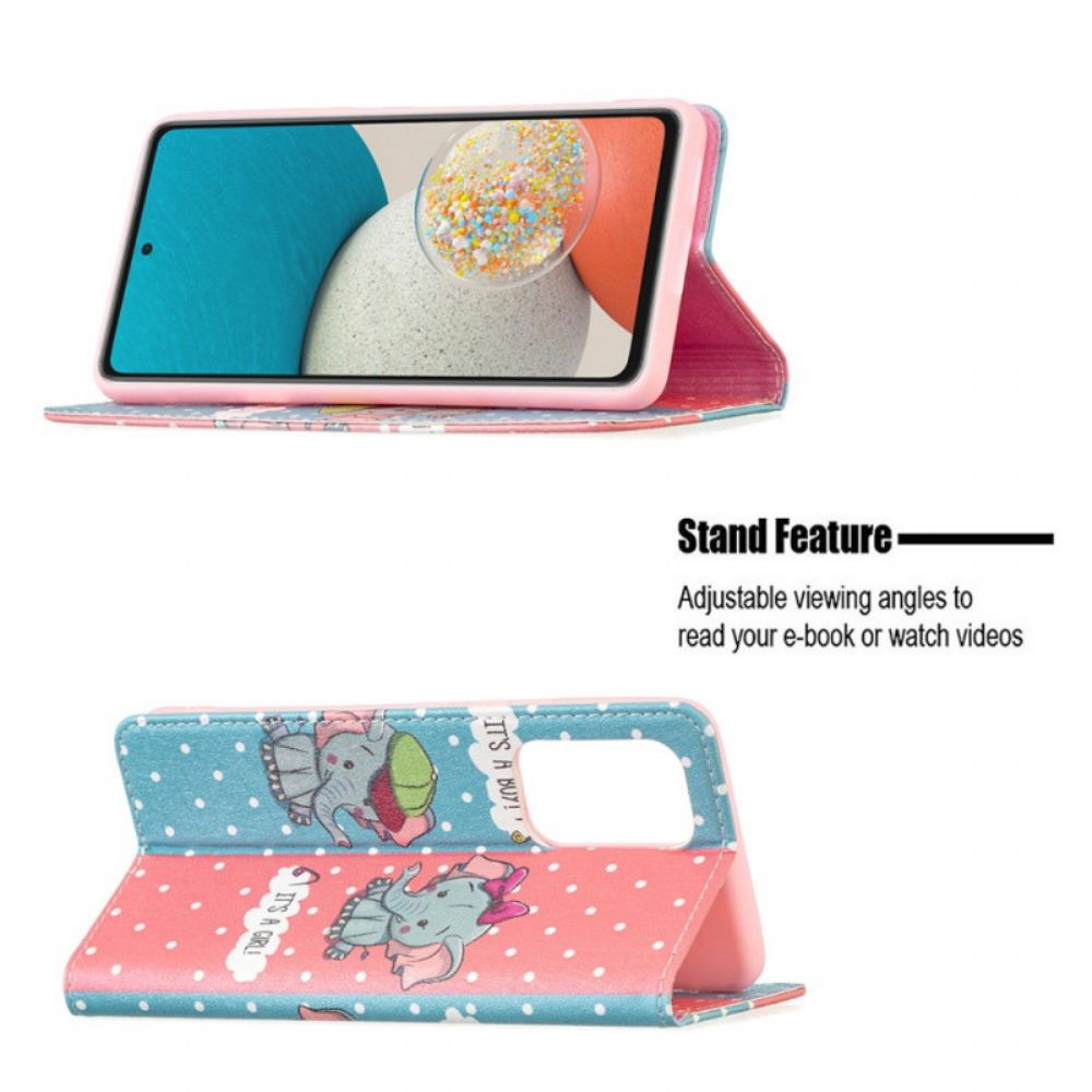 Bescherming Hoesje voor Samsung Galaxy A53 5G Folio-hoesje Babyolifanten