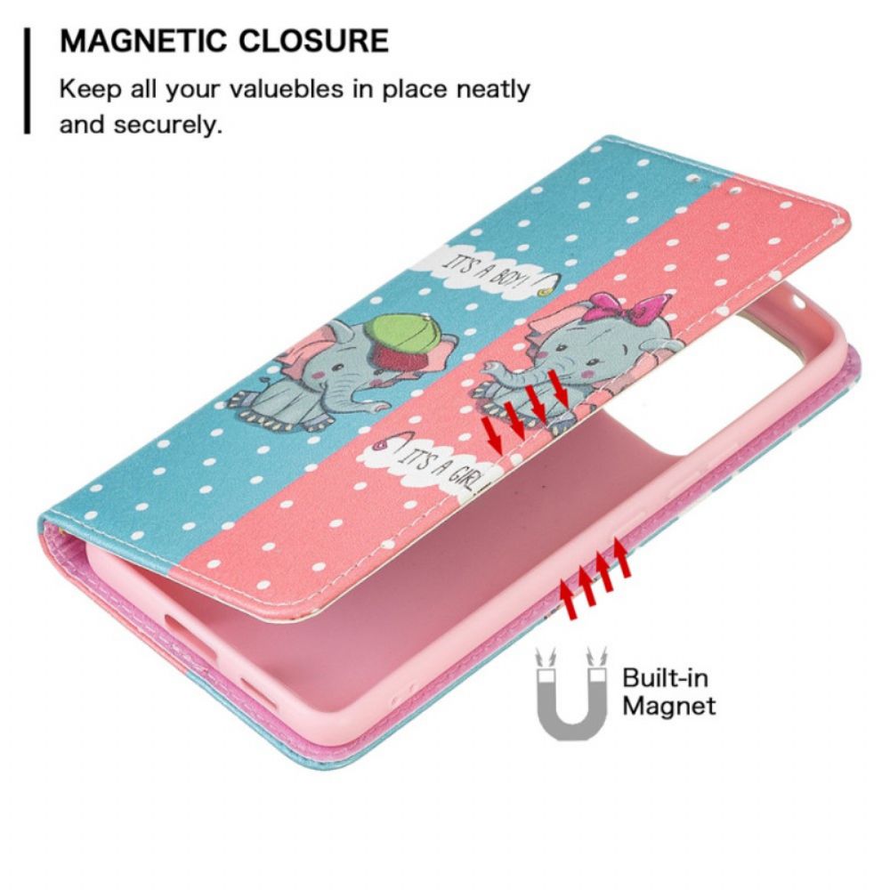 Bescherming Hoesje voor Samsung Galaxy A53 5G Folio-hoesje Babyolifanten
