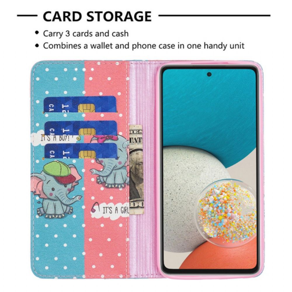 Bescherming Hoesje voor Samsung Galaxy A53 5G Folio-hoesje Babyolifanten