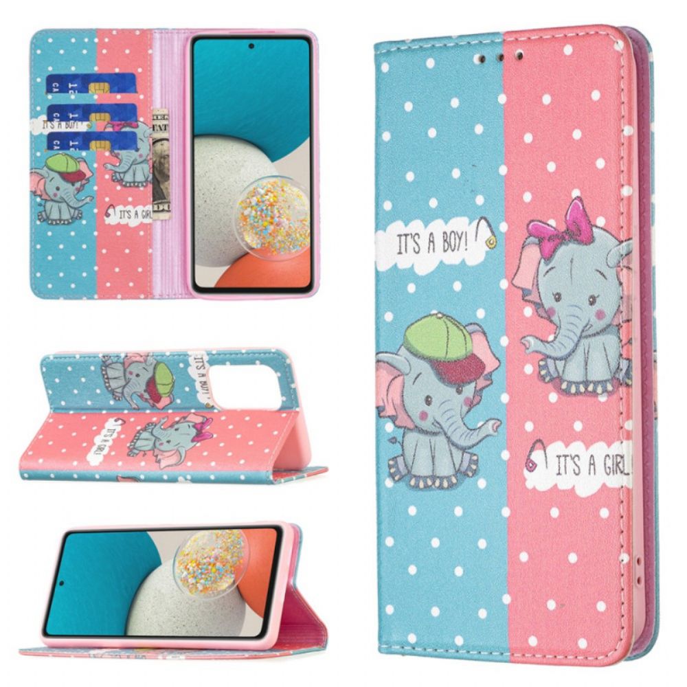 Bescherming Hoesje voor Samsung Galaxy A53 5G Folio-hoesje Babyolifanten