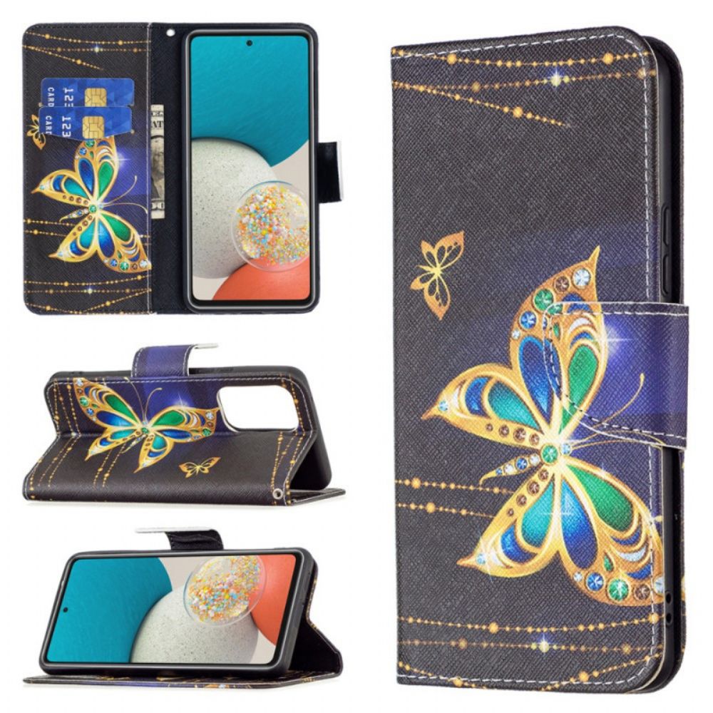 Flip Case voor Samsung Galaxy A53 5G Gouden Vlinders